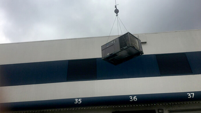 5 ton HVAC lifted installed on roof
